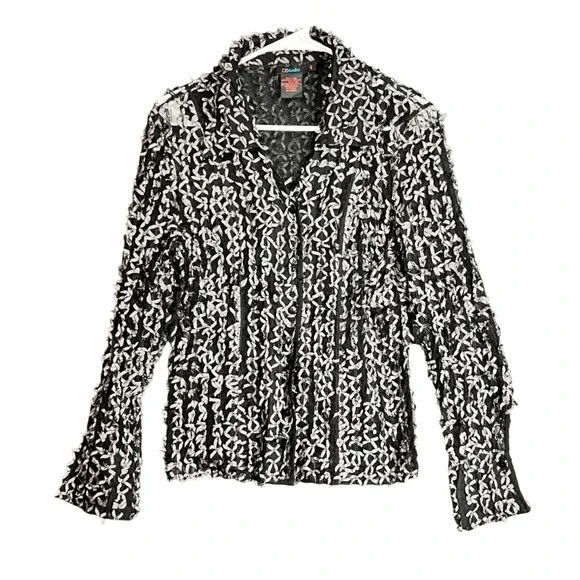 D Studio Womens Size 8 Black Mesh Ribbon Top Avant Garde Shabby Chic Goth Y2K - Picture 2 of 11